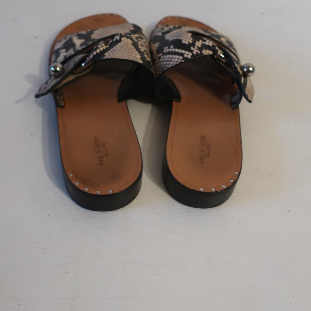 Womens Rag & Bone Black Cream Python Print Arc Fl… - image 5